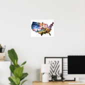 Wall Art USA Kaart Poster (Thuiskantoor)