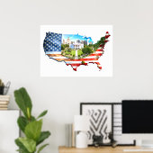 Wall Art USA Kaart Poster (Thuiskantoor)