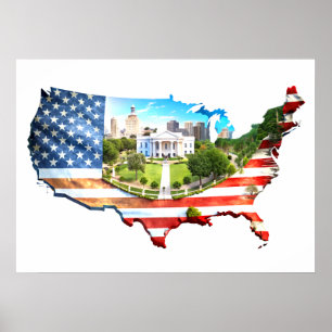 Wall Art USA Kaart Poster