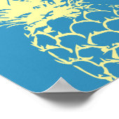 Wall Art Yellow Pineappeldesign op blauw Poster (Hoek)