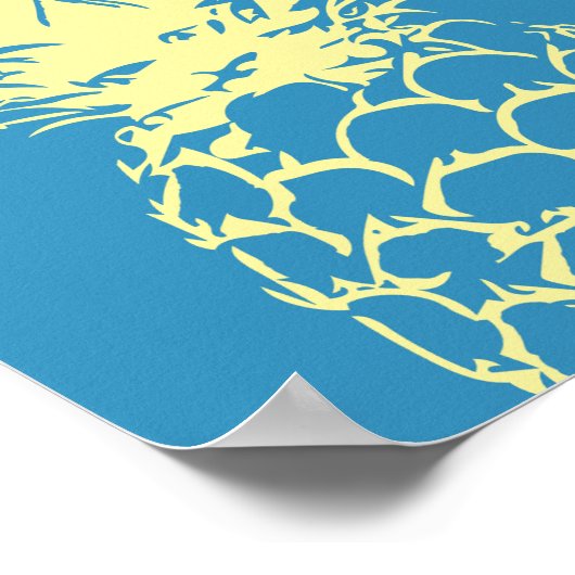 Wall Art Yellow Pineappeldesign op blauw Poster (Hoek)