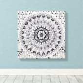 Wall Art Zwart-wit medaillon Doodle Canvas Afdruk (Insitu (Houten vloer))