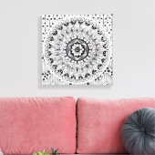 Wall Art Zwart-wit medaillon Doodle Canvas Afdruk (Insitu (Woonkamer))