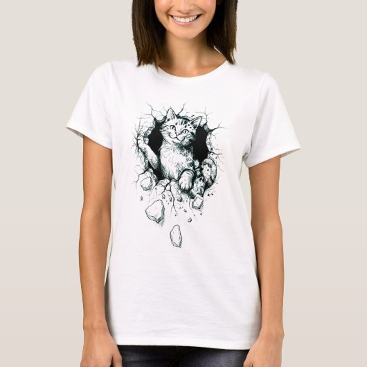"Wall-Breaking Cat" T-shirt (Voorkant)