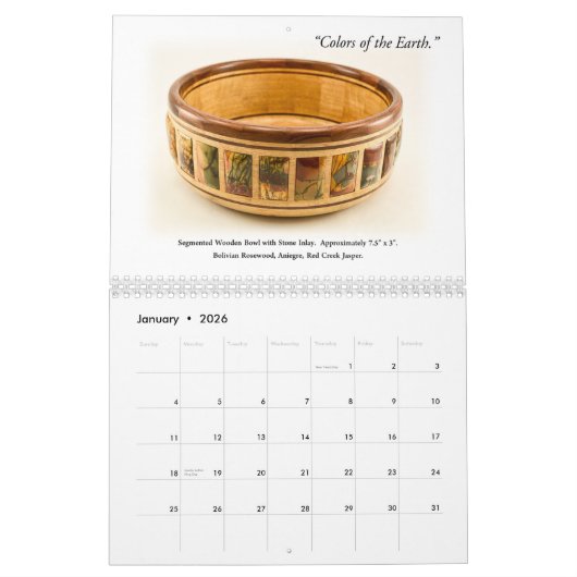 Wall Calendar - Decoratief Woodkeerproces Kalender (Jan 2026)