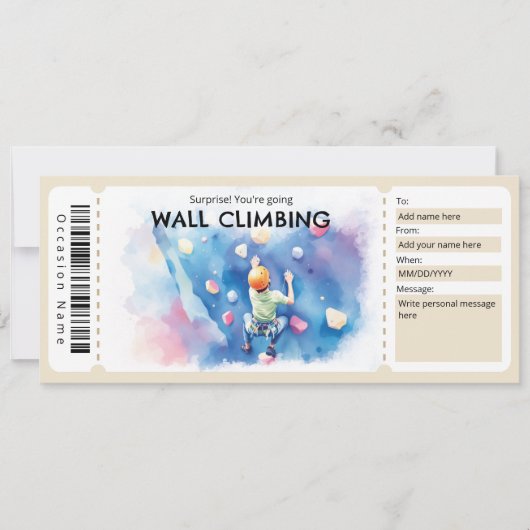 Wall Climbing Gift Certificate Kaart (Voorkant)
