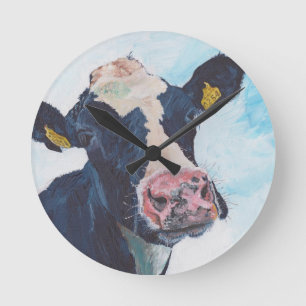 Wall Clock - 0254 Irish Friesian Koe Ronde Klok