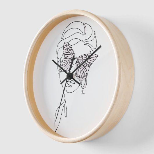 Wall Clock, 10" Round Natural Wood Frame (Hoek)