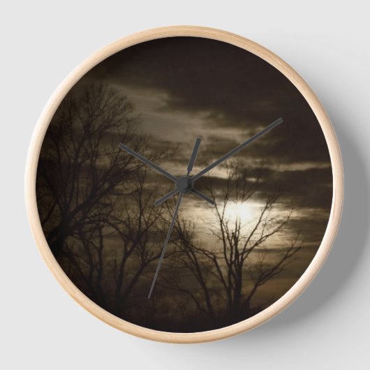 Wall Clock, 10" Round Natural Wood Frame  (Voorkant)