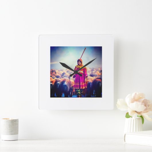 wall clock Afghan design Vierkante Klok (Huis)