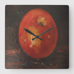 Wall Clock Ann Hayes Painting Apple Vierkante Klok