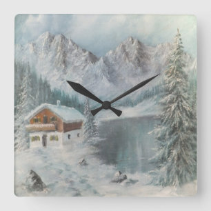 Wall Clock Ann Hayes Painting Bavarian Snow Dream Vierkante Klok