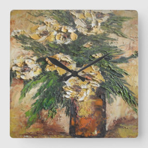 Wall Clock Ann Hayes Painting Yellow Flowers Vierkante Klok