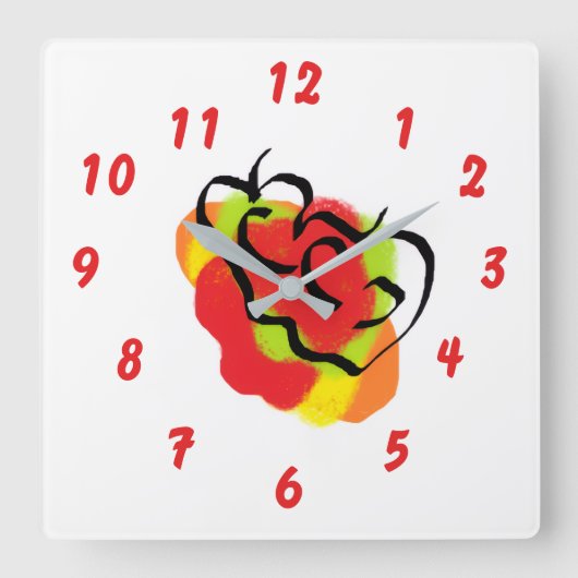 Wall Clock : Apple Fresh Vierkante Klok (Voorkant)