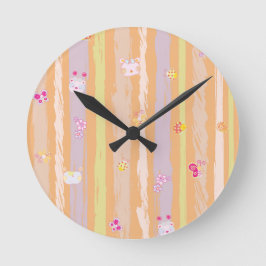 Wall Clock – Baby Joy & Creatures Pastel Animal Ronde Klok