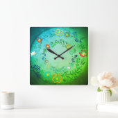 Wall Clock bloem ontwerp stijl Vierkante Klok (Huis)