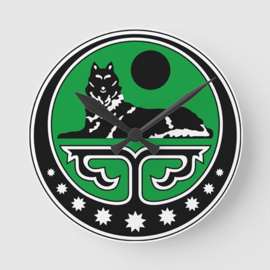 Wall Clock Chechen Wolf Ronde Klok (Voorkant)