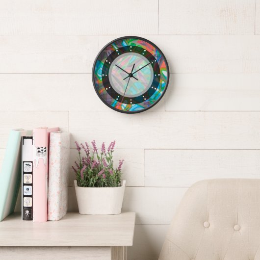 Wall Clock Colorful Glas in lood (Leeskamer)