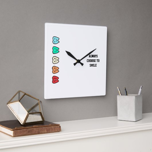 Wall Clock – Cute Dental Art & Positive Decor Vierkante Klok (Kantoor)