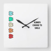 Wall Clock – Cute Dental Art & Positive Decor Vierkante Klok (Voorkant)