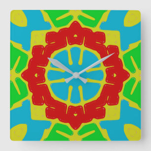 Wall Clock, Een schattig kleurrijk klassiek ontwer Vierkante Klok
