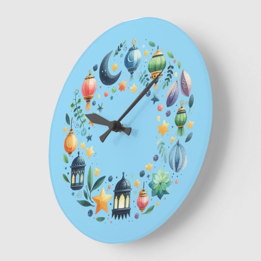 Wall Clock-Eid Mubarak Wreath Wall Clock Grote Klok (Hoek)