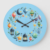 Wall Clock-Eid Mubarak Wreath Wall Clock Grote Klok (Voorkant)
