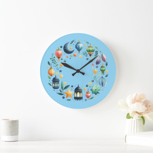 Wall Clock-Eid Mubarak Wreath Wall Clock Grote Klok (Huis)