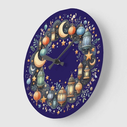 Wall Clock-Eid Mubarak Wreath Wall Clock Grote Klok (Hoek)