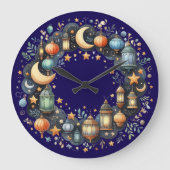Wall Clock-Eid Mubarak Wreath Wall Clock Grote Klok (Voorkant)