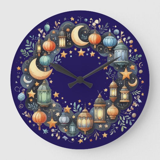 Wall Clock-Eid Mubarak Wreath Wall Clock Grote Klok (Voorkant)
