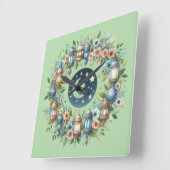 Wall Clock-Eid Mubarak Wreath Wall Clock Vierkante Klok (Hoek)