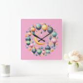 Wall Clock-Eid Mubarak Wreath Wall Clock Vierkante Klok (Huis)