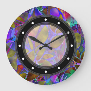 Wall Clock Floral Abstract Glas in lood Grote Klok