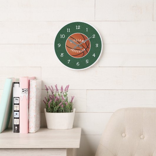 Wall Clock for Basketball Fan personalize Grote Klok (Leeskamer)