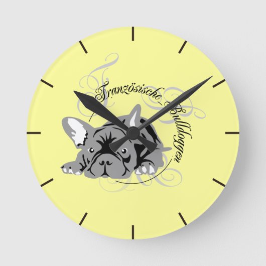 Wall Clock French Bulldog Ronde Klok (Voorkant)