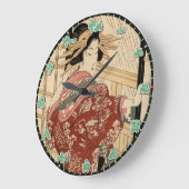 Wall Clock Geisha Lady Japans Kanji Numerals Grote Klok (Hoek)