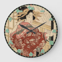Wall Clock Geisha Lady Japans Kanji Numerals