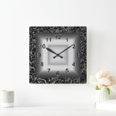 Wall Clock Grey Metal Kijk zwart Silver Vierkante Klok (Huis)