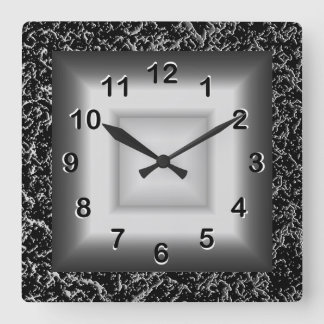 Wall Clock Grey Metal Kijk zwart Silver Vierkante Klok