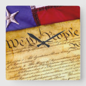 Wall Clock-Grondwet Vierkante Klok (Voorkant)