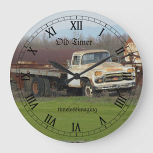 Wall clock, home decor, old timer truck clock. grote klok
