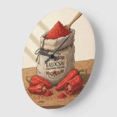 Wall Clock Hungarian Kalocsai Paprika Spice Art  Grote Klok (Hoek)