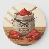 Wall Clock Hungarian Kalocsai Paprika Spice Art  Grote Klok (Voorkant)