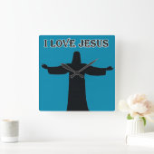 Wall Clock  i love jesus Vierkante Klok (Huis)