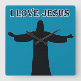 Wall Clock i love jesus Vierkante Klok