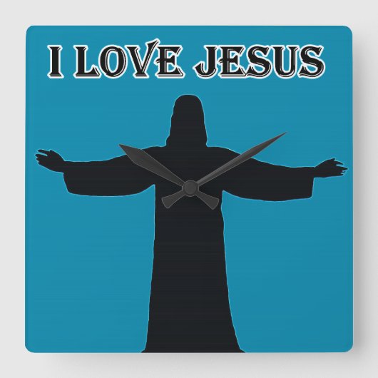 Wall Clock  i love jesus Vierkante Klok (Voorkant)