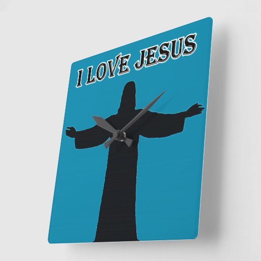 Wall Clock i love jesus Vierkante Klok (Hoek)