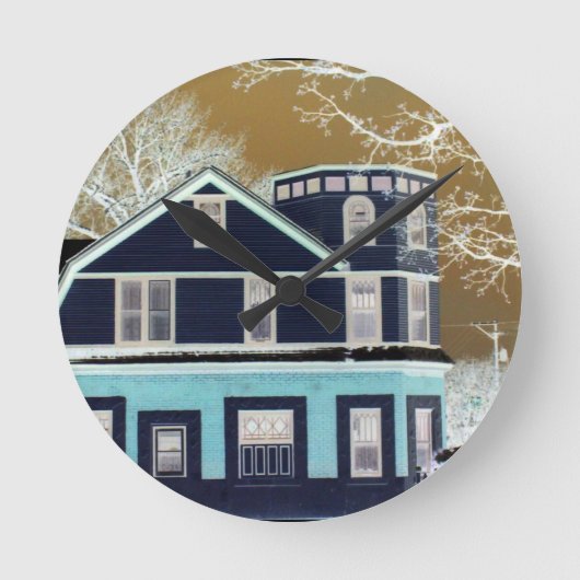 WALL CLOCK L@@K Retro OUD HUIS Ronde Klok (Voorkant)