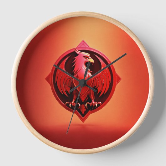 Wall clock Majestic Red Eagle Emblem (Voorkant)
